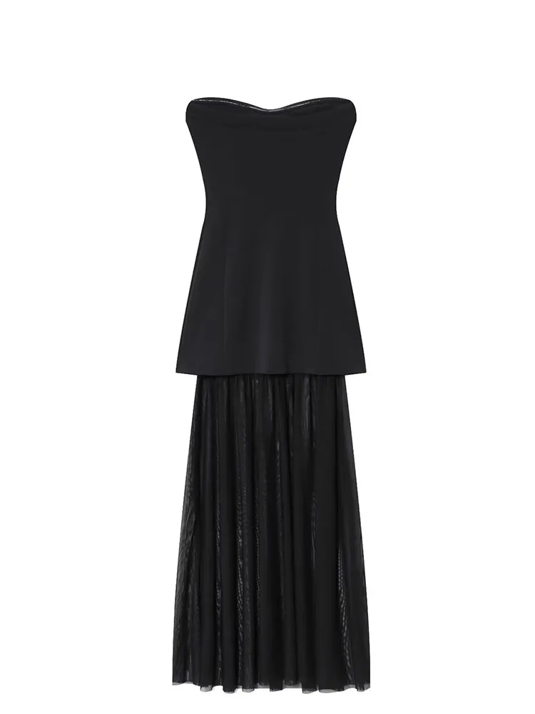 HH vrouwen elegante sexy mouwloze backless lange jurk vrouw zomer zwarte geplooide jurk slanke feestavondjurk mujer