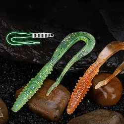 Fishing Lure Swallow Tail Soft Bait Colorful Glitter 8cm 1.8g Float TPR Artificial Lures Flexible Extend Tails Lot 5 Pieces SALE