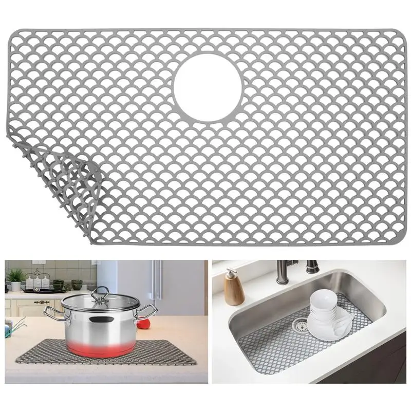 Silicone Sink Mat Kitchen Sink Mat Heat Resistant Silicone Sink Protector Mat For Bottom Of Kitchen Sink Non-Slip Kitchen Mat