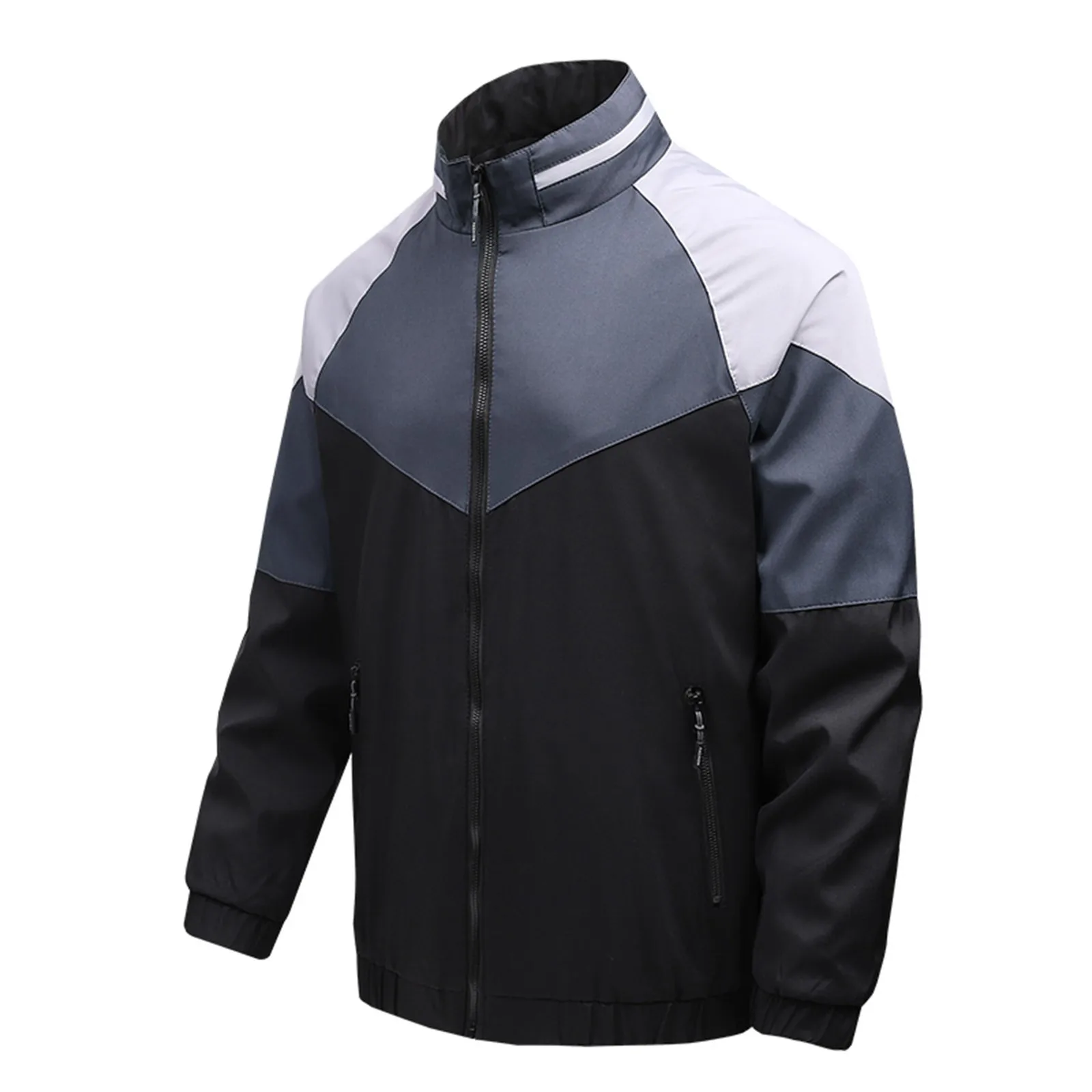 

Spring and Autumn Men's Jacket Zipper Stand Collar Sports Coat With Pocket Plus Size Patchwork Flying Jacket Baseball Clothes