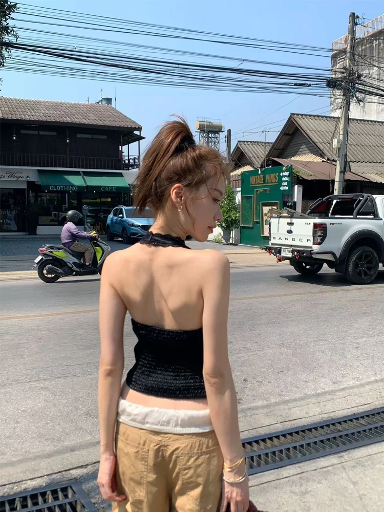 

Кроп-топ из ацетатного кружева с встроенными подушечками, весна-лето, новинка, эластичные регулируемые бретели