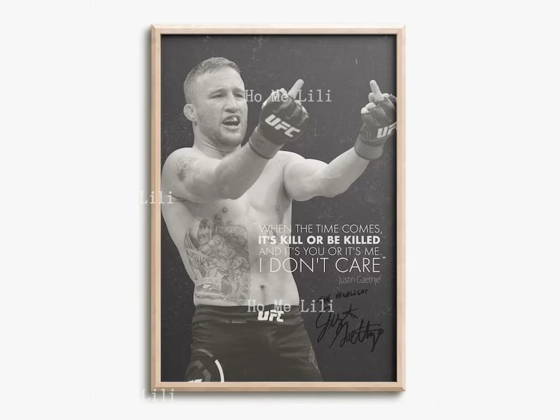 Justin Gaethje The Highlight Photo Print Poster la parete del soggiorno è decorata con l'arte