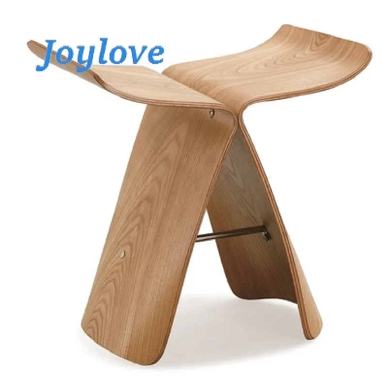 JOYLOVE Nordic Solid Wood Footstool Shoe Stool Modern Simple Butterfly Stool Creative Furniture Home Multi-color Low Stool 2023