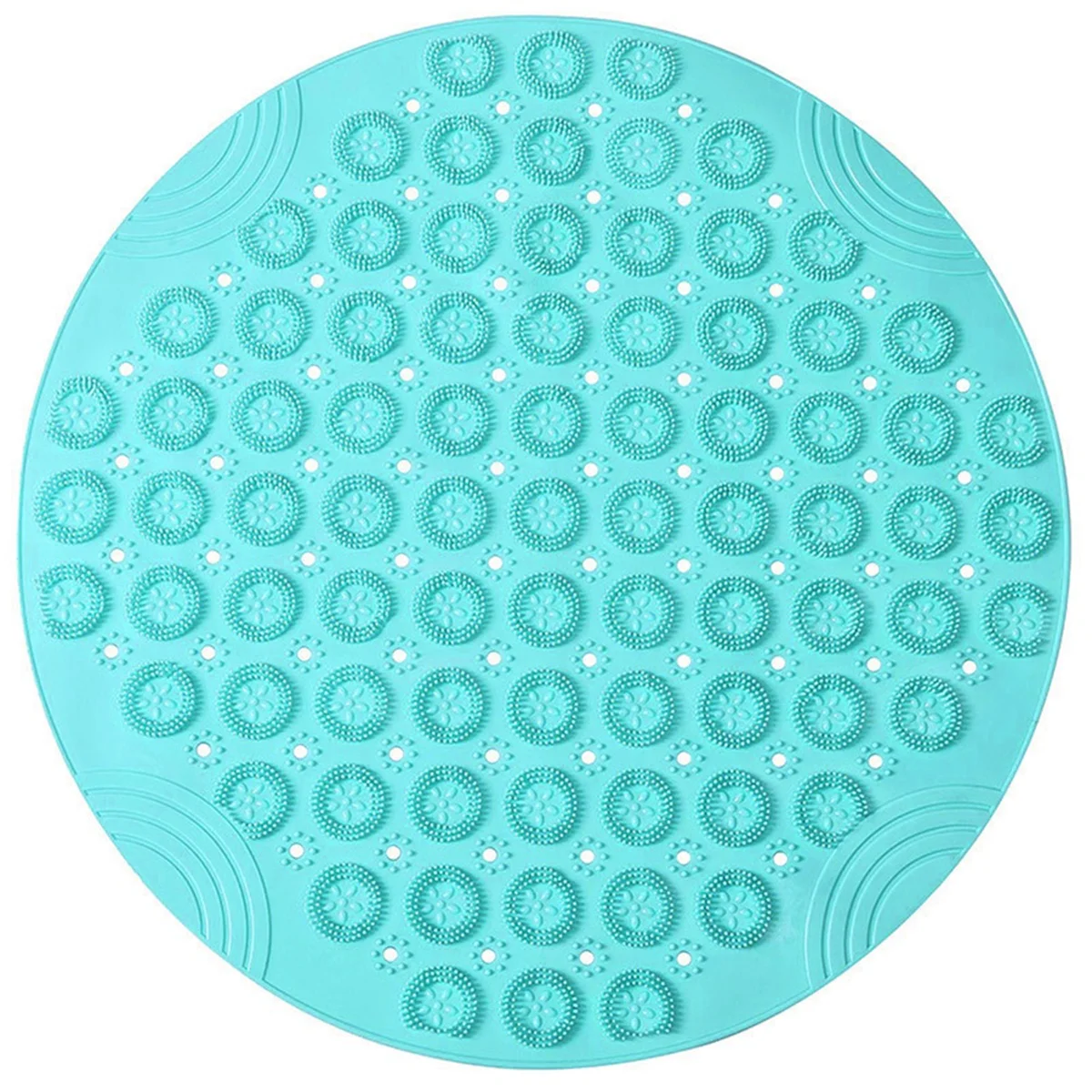 Round Non-Slip Shower Mat Strong Suction Bath Mats with Drain Holes with Raised Massage Loop, C