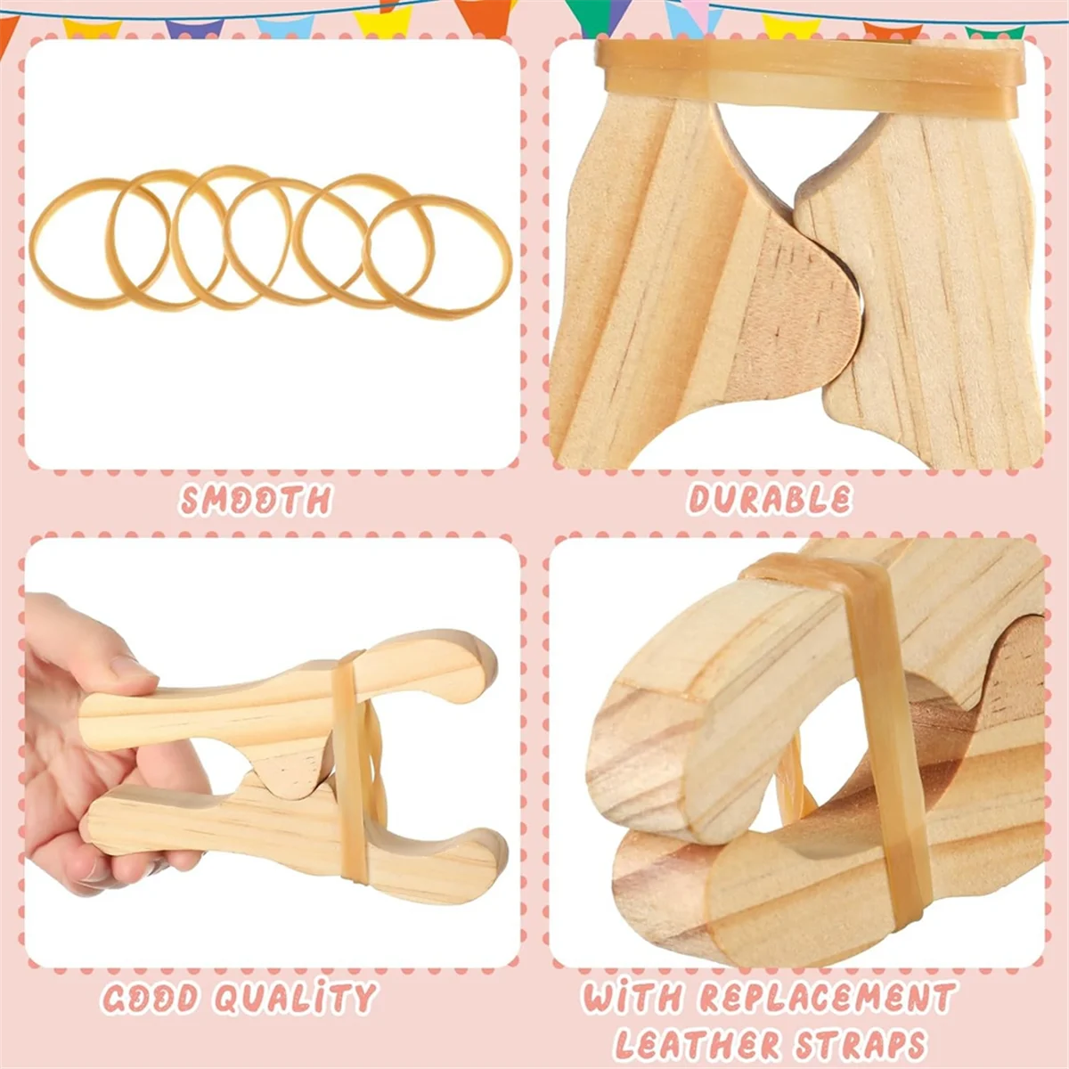 6-Pack Wooden Play Clips for Curtains, Wardrobes, Balcony,Creative Wooden Clips