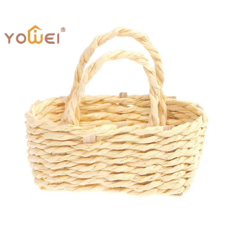 Latest 1/12 Dollhouse Miniature Rattan Weave Vegetable Food Storage Basket