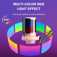 ABAC-RGB USB Condenser Microphone With Metal Boom Stand For Esports Game Call Recording For Studio Use