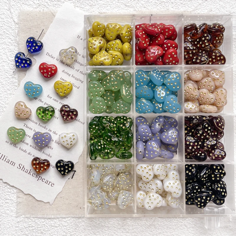 10pcs Love Polka Dot Beaded Double-sided Retro Glass Beaded Diy Handmade Bracelet Accessory Material