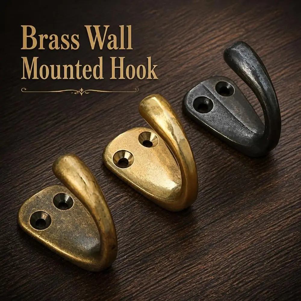 Classic Brass Wall Mounted Hook Heavy-Duty Durable Coat Robe Hook Curved Retro Vintage Hanger Bathroom Kitchen