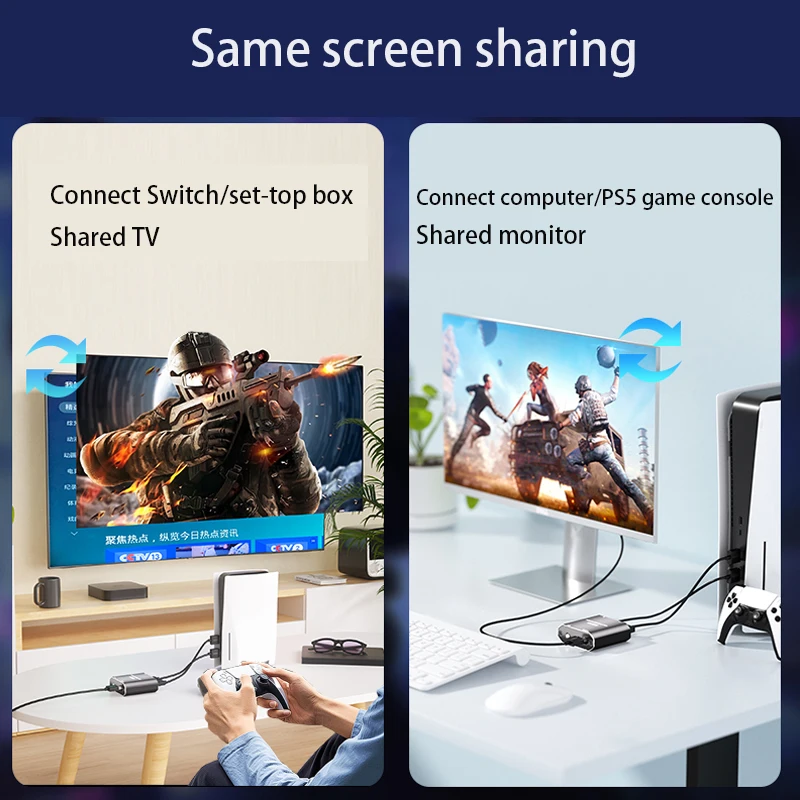 كابل تمديد موسع الفاصل ، محول ألعاب متوافق مع HDMI ، مفتاح مشاركة ، محول فيديو ، محول ، مشاركة الشاشة