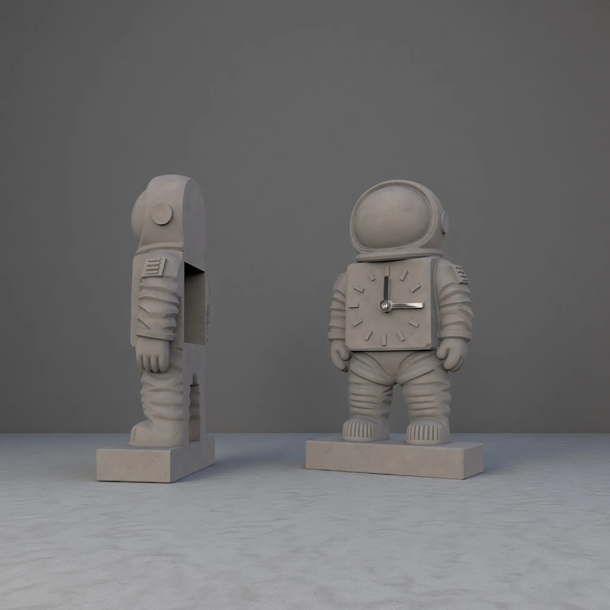 قالب سيليكون على شكل ساعة خرسانية على شكل رائد فضاء، مجموعة صنع ساعة مكتب أسمنتية ذاتية الصنع، قوالب ديكور منزلية فريدة من نوعها ذات طابع مساحة