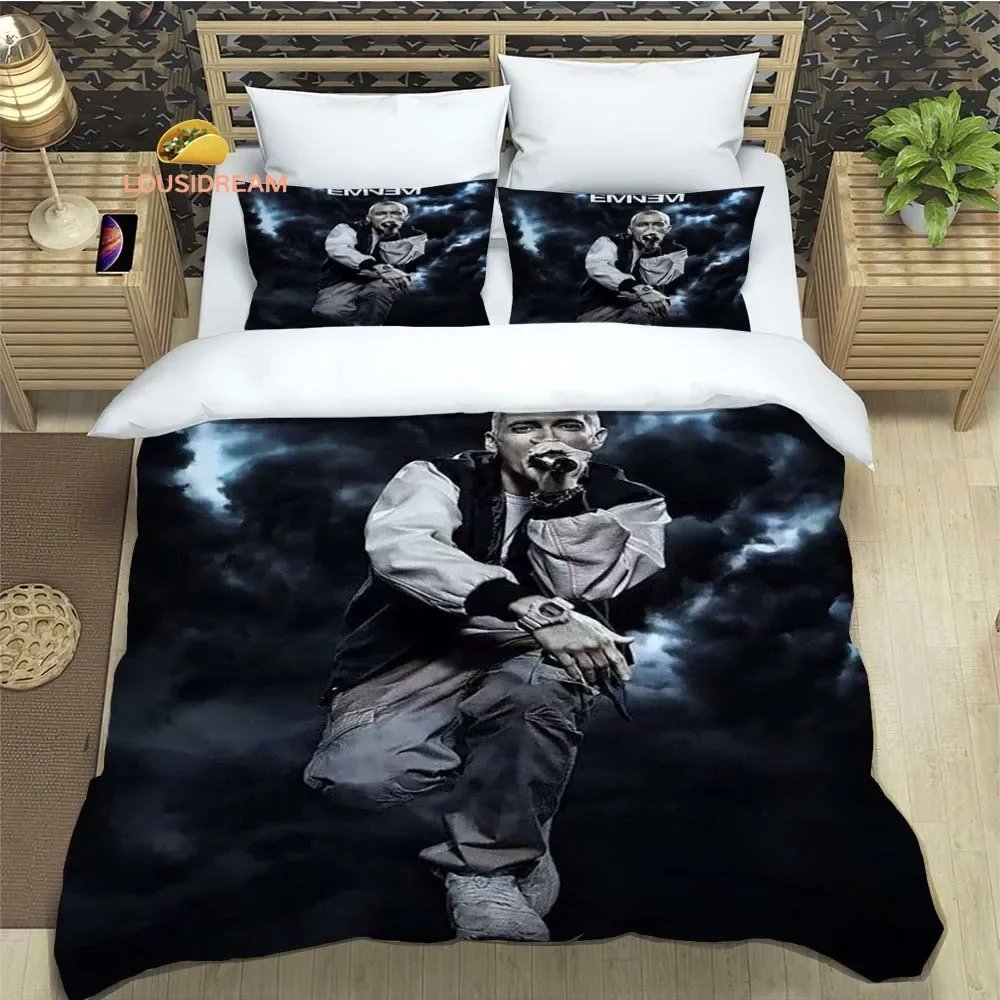 Hiphop Rapper Eminem lenzuola copripiumini biancheria da letto lenzuola dormitorio Set biancheria da letto in tre pezzi Set biancheria da letto