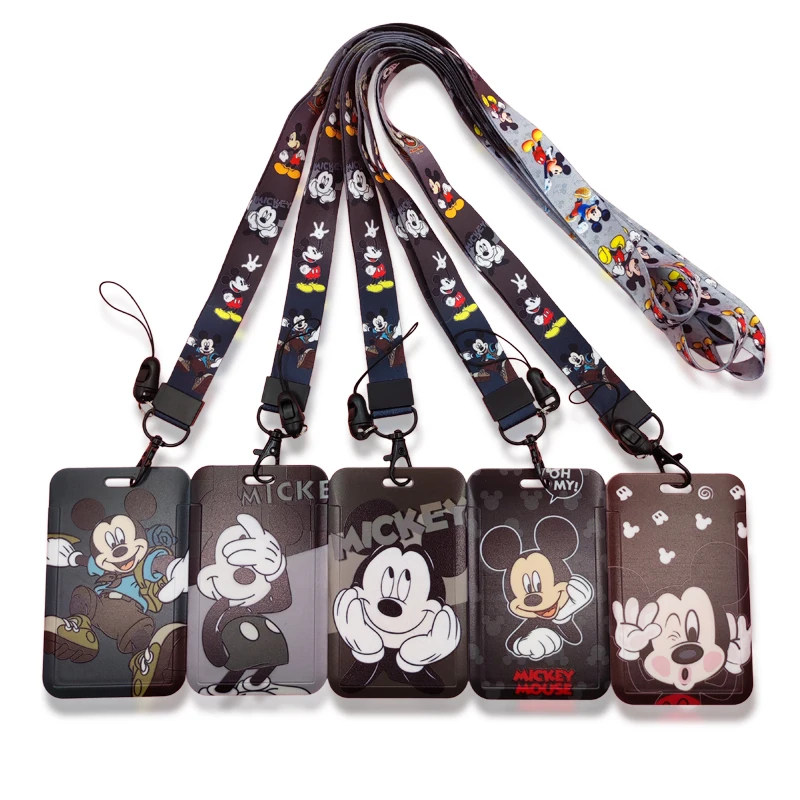 

Disney Black Mickey Badge Holder Lanyard Girls Credit Card Case Neck Strap Card Holder Phone Rope Credentials Accessories Gifts