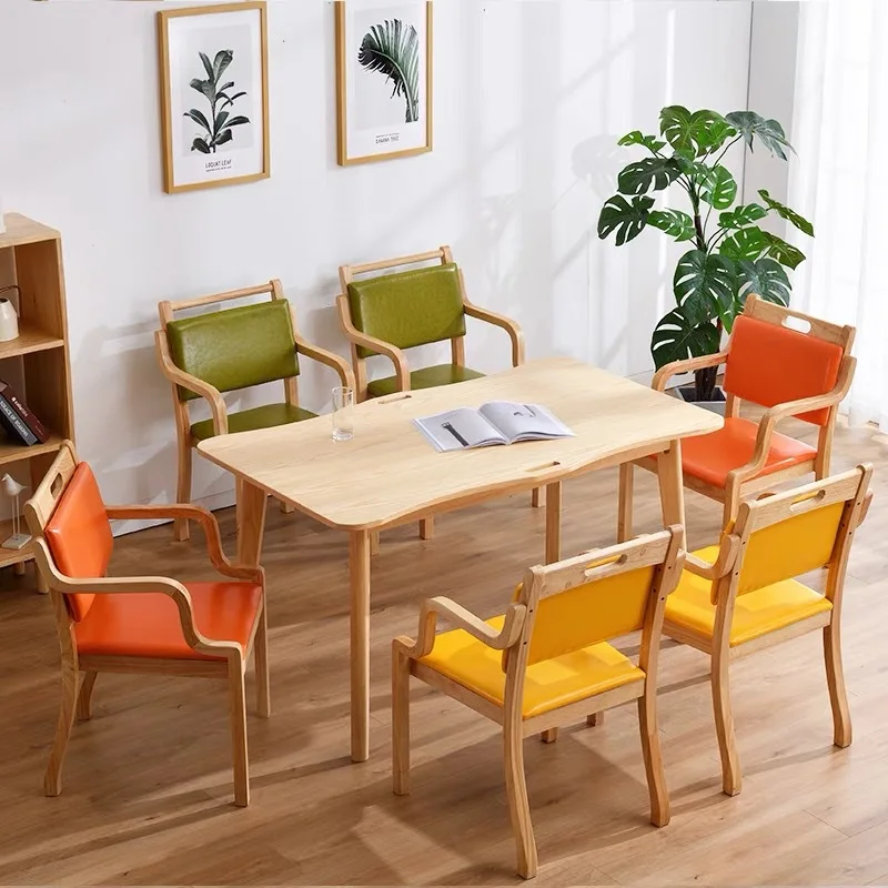 Suitable for aging solid wood dining tables and chairs for elderly care homes, elderly apartment furniture, elderly tables and