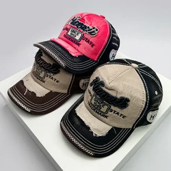 Sombreros de béisbol de algodón para hombre y mujer, gorras bordadas con bordado de letras, Estilo Vintage coreano, ocio