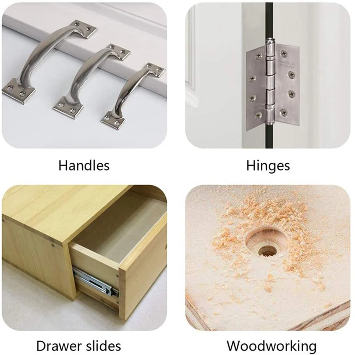 GTBL 3/8 นิ้ว Pocket Hole เจาะบิตความลึก Stop Collar 5 PCS Self Centering บานพับ Tapper Core เจาะชุด Bit