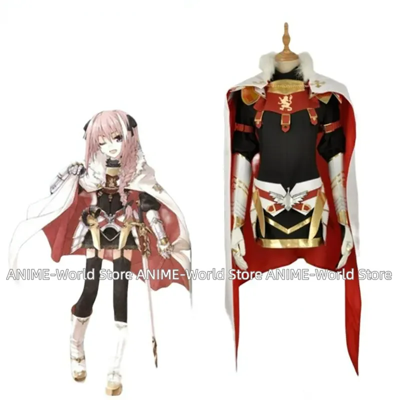 

Anime FATE Rider Girl Gown Astolfo Cosplay Costume Long Sleeve Black Dress Cloak Tight Skirt Sashes in Stock Halloween