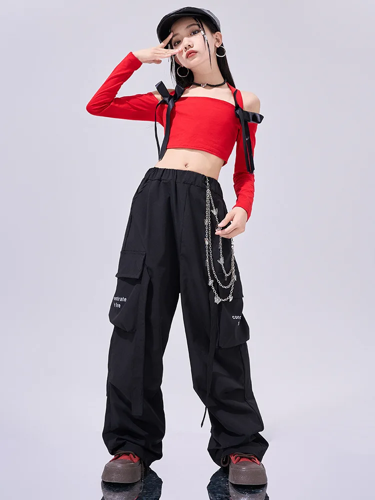 Kpop Mädchen Gruppe Jazz Dance Hip Hop Kleidung Kurze Weste Cargo Hosen Street Dance Anzug Breaking Catwalk Show Kostüme