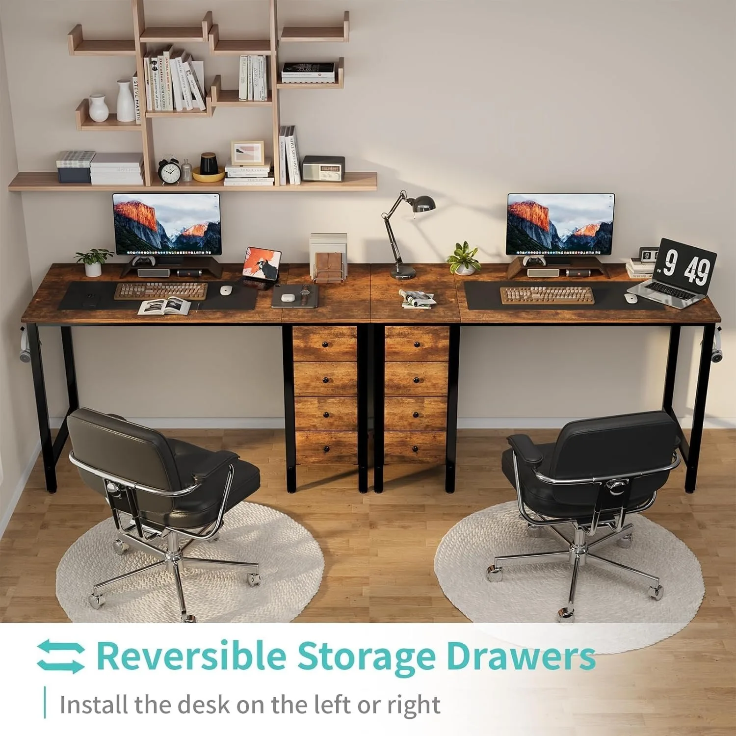 Meja PC Siswa Sederhana Modern, Coklat Pedesaan