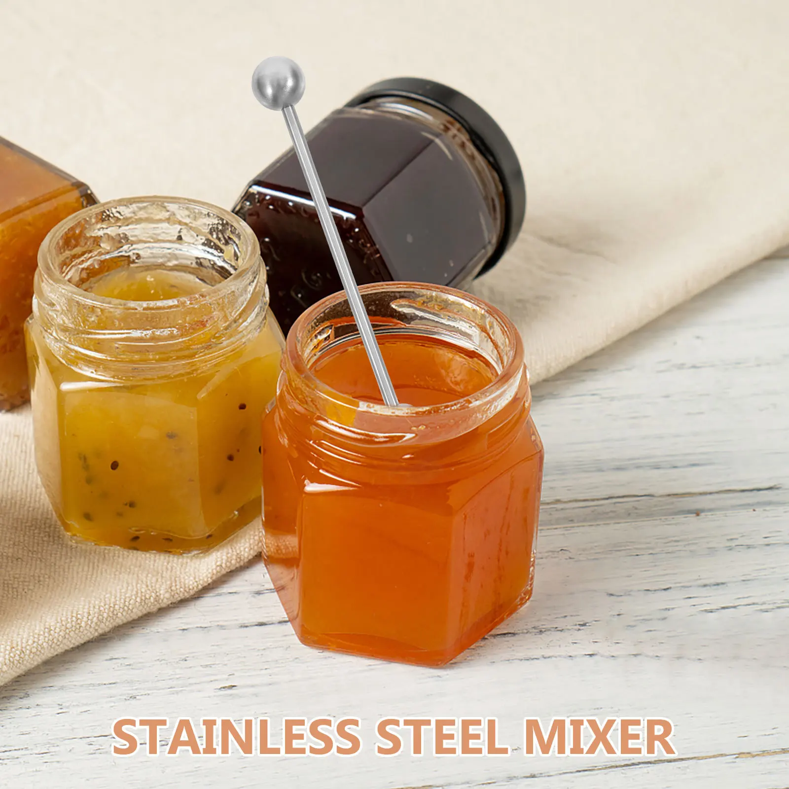 

2Pcs Stainless Steel Honey Stirrer Spoon Ergonomic Design Easy for Tea Coffee Jam Syrups Home Kitchen Cafes