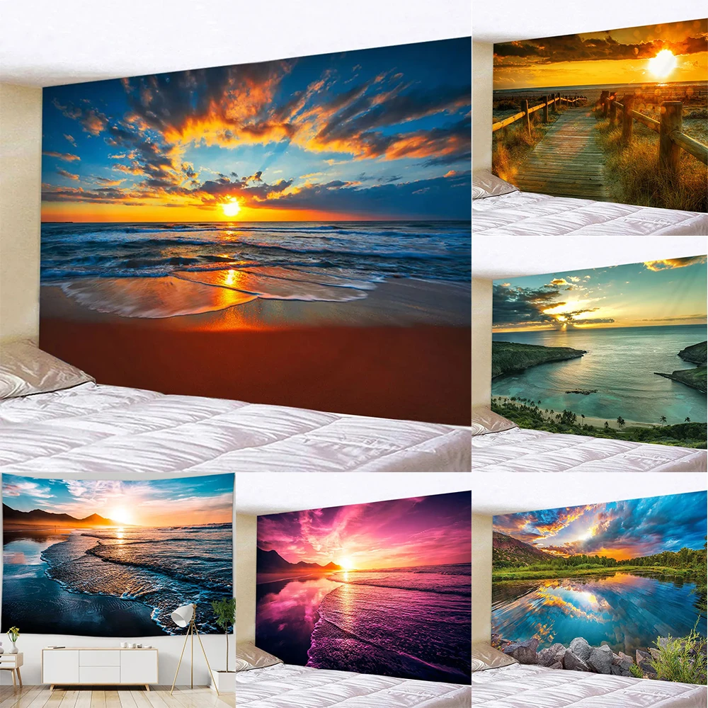 Spiaggia tramonto modello arazzo dormitorio appeso a parete panno decorazione della casa camera da letto soggiorno sfondo panno 230x180 cm