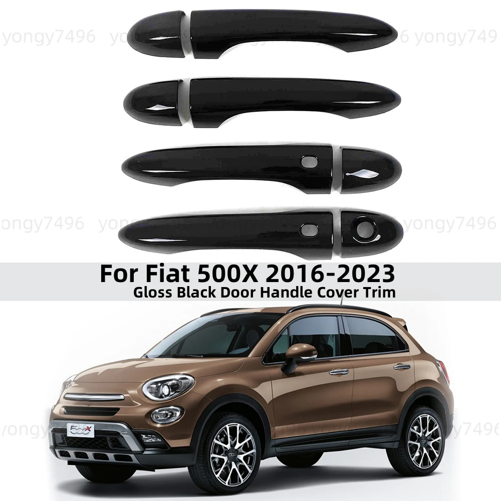 

For Fiat 500X 500 2016 2017 2018 2019 2020 2021 2022 2023 Gloss Black Carbon Door Handle Covers Car Accessories Bowl Cover Trim
