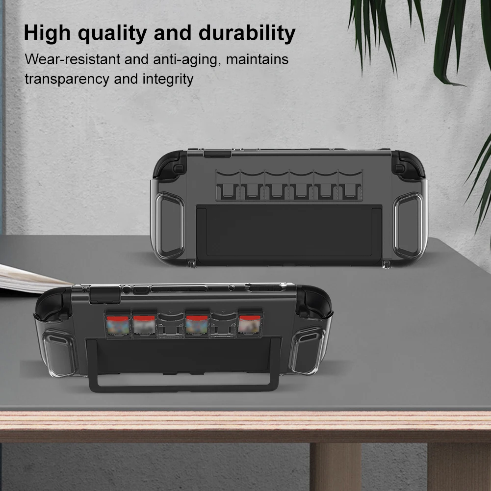 حافظة شفافة لجهاز نينتندو لـ Switch 2 غطاء حماية مع 6 فتحات لبطاقة الألعاب وغطاء حماية وملحقات حافظة وحدة التحكم في الألعاب