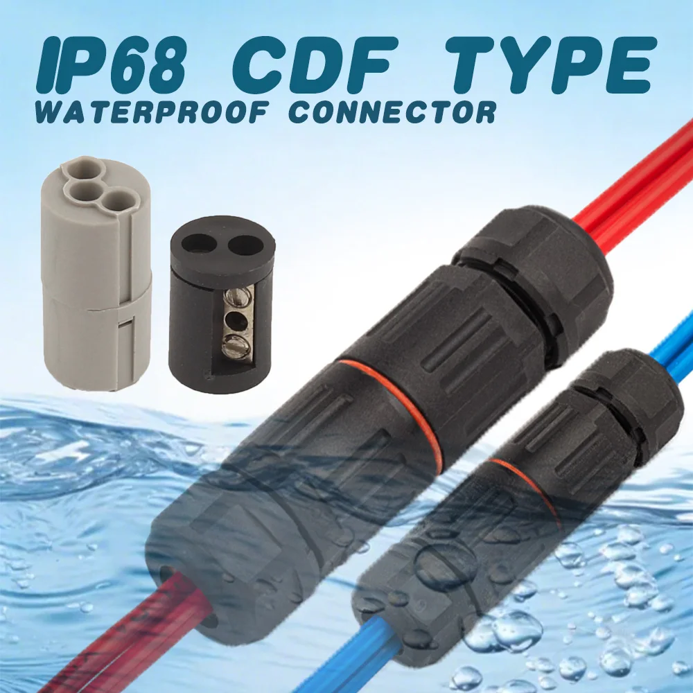 

10PCS IP68 CDF Type Waterproof Wire Cable Connector Mini Directly Push-in Electrical Outdoor Terminal Block Junction Box 2/3/5P