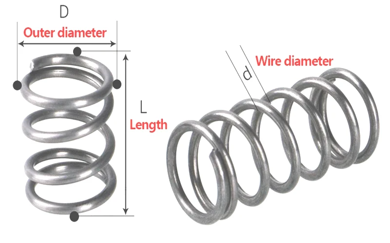 65Mn Spring Steel Compression Spring, Strong Pressure Shock Absorption Return Spring, Wire Dia 3.5mm, OD 18-50mm, Length 20-100m