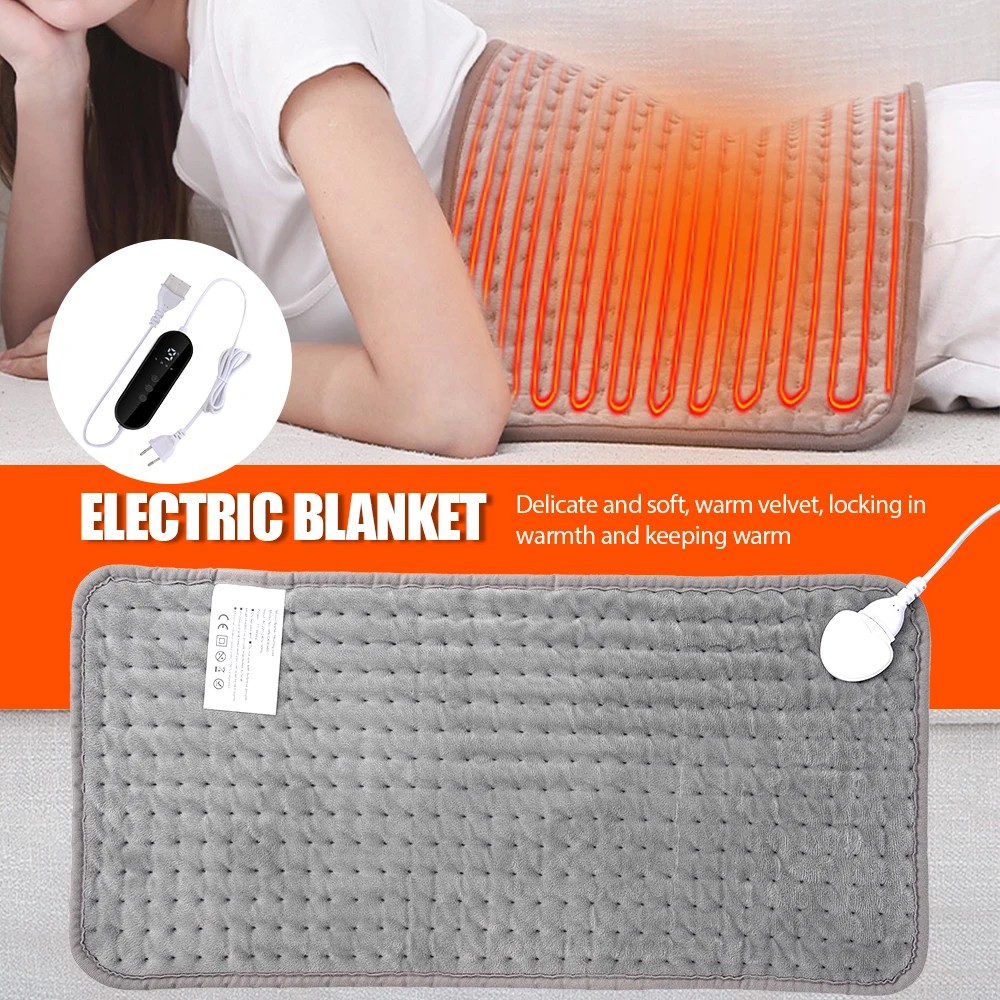Adjustable Electric Heat Pad Soft Plush30x60 40x76cm9Temp Settings Auto Shut‑off Mat for Body Pain Relief Home Office Winter Use