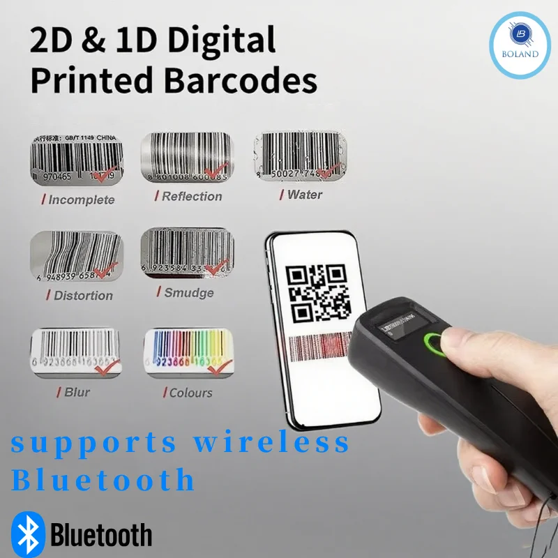

Портативный экран дисплея Bluetooth беспроводной Bluetooth 2DCMOS Bluetooth сканер штрих-кода QR-сканер портативный лазерный считыватель штрих-кодов