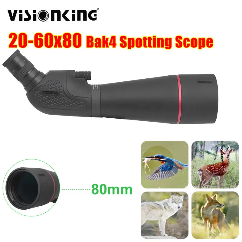 Visionking Waterproof 20-60X80 Zoom Spotting Scope FMC Bak4 Nitrogen Monocular Outdoor Birdwatching Target Shotting Telescope