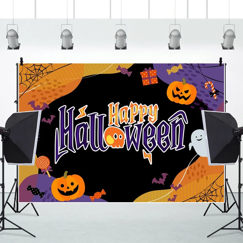 만화 할로윈 사진 배경 호박 달 사진 배경, 해피 할로윈 파티 사진 스튜디오 소품