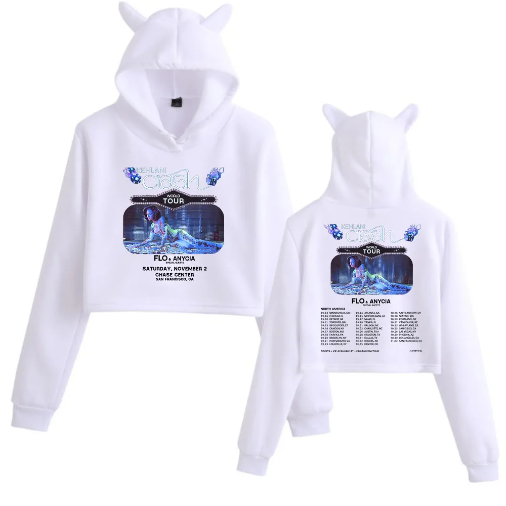 Kehlani Crash World Tour 2024 Cat Ears Long Sleeve Regular Game Fans Gift Printing Girls Fashion Hoodie