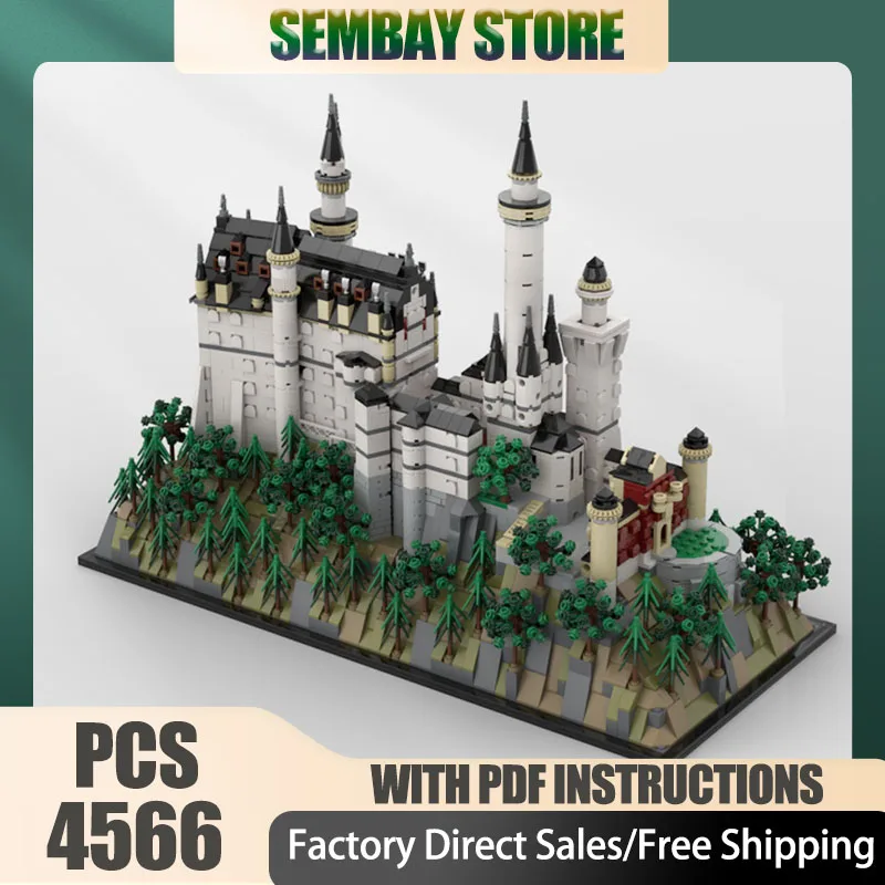 

City Street View Moc Building Bricks Modular Neuschwanstein Castle Model Technology Blocks Christmas DIY Toy Construction Gifts