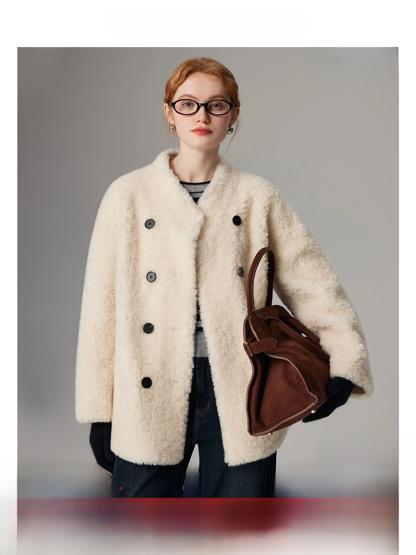

Pure Wool Lamb Fur Jaet Double Row Buttons Women's Inteated Leather And Fur Winter New Sle Korean Version Thiened Lon...