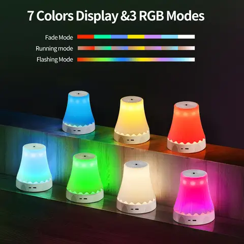 분위기 RGB LED 야간 램프 손 제스처 센서 창의적인 야간 조명 기숙사 침대 옆 램프 USB 충전 2600mAh 홈 데코