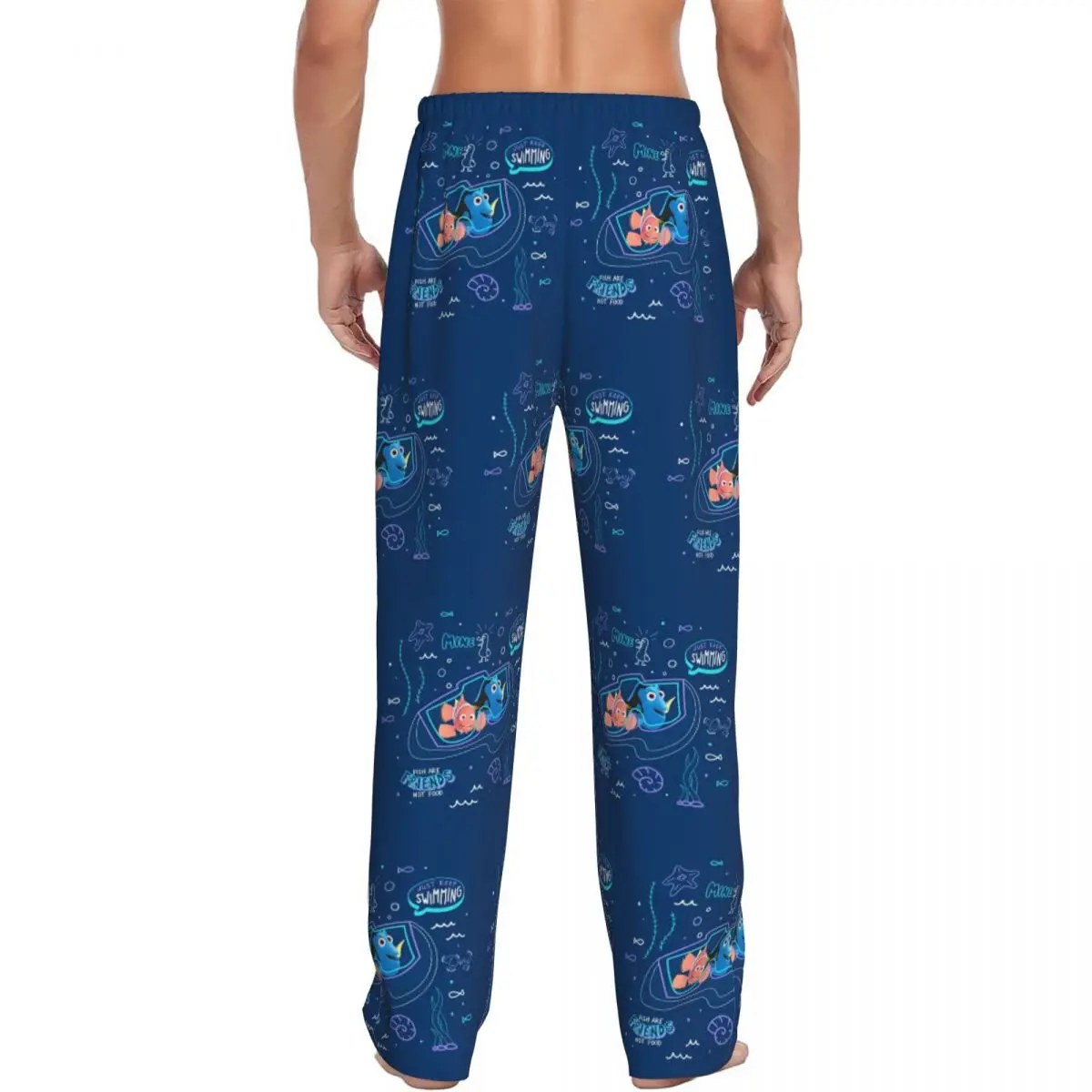 Custom Men's Finding Nemo Pajama Pants Printed Adventure Cartoons Sleep Sleepwear Bottoms with Pockets