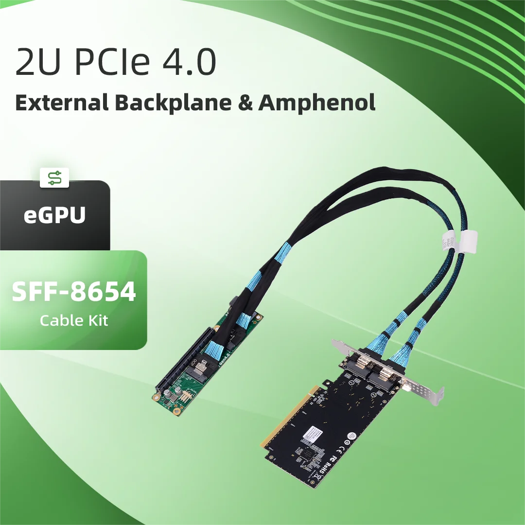 

Внешняя карта 2U 4.0 + материнская плата 4.0 + 2 кабеля Amphenol 8654 для игровой видеокарты/карты расширения, высота 1U, для AI-сервера