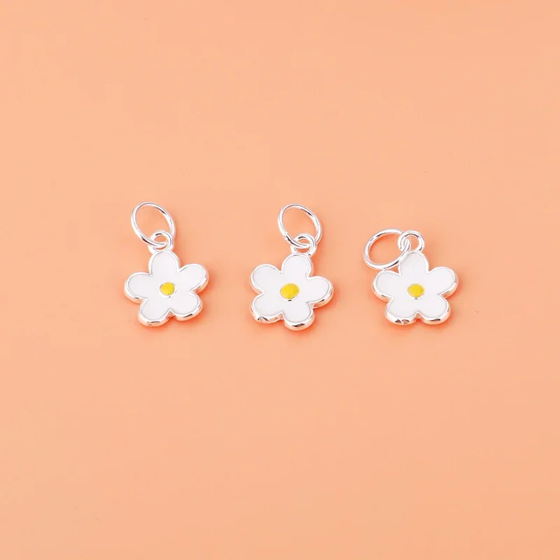 925 sterling silver white Daisy pendant handmade DIY bracelet necklace jewelry accessories for women