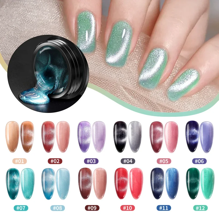 

2024 New Shining Effect Long Lasting Multi Color Nail Polish 9D Cat Eye Nail Gel Applied on False Nails Essential for Nail Lover