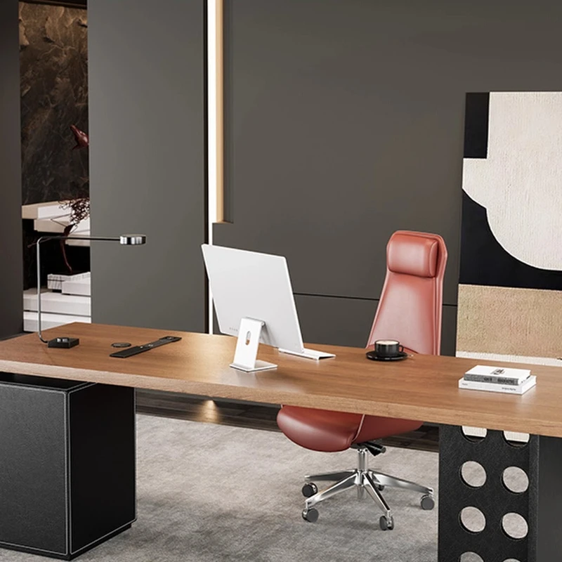 

Ji Gift Italian Minimalist Solid Wood Young Boss Table High-end Saddle Leather Desk Hot List 2025 New High-end