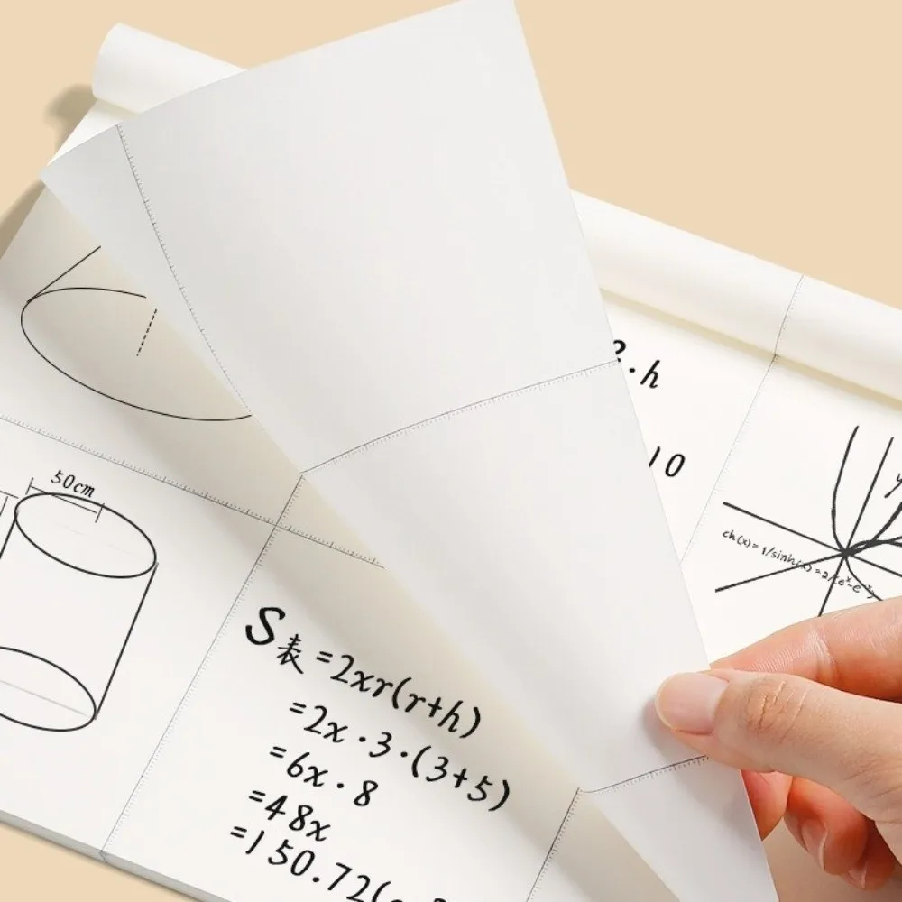 50 Sheets Top-bound Flip-Up Draft Notebook Partition/Blank Design 16K Math Scratch Paper with Tearable Pages Note Paper Students
