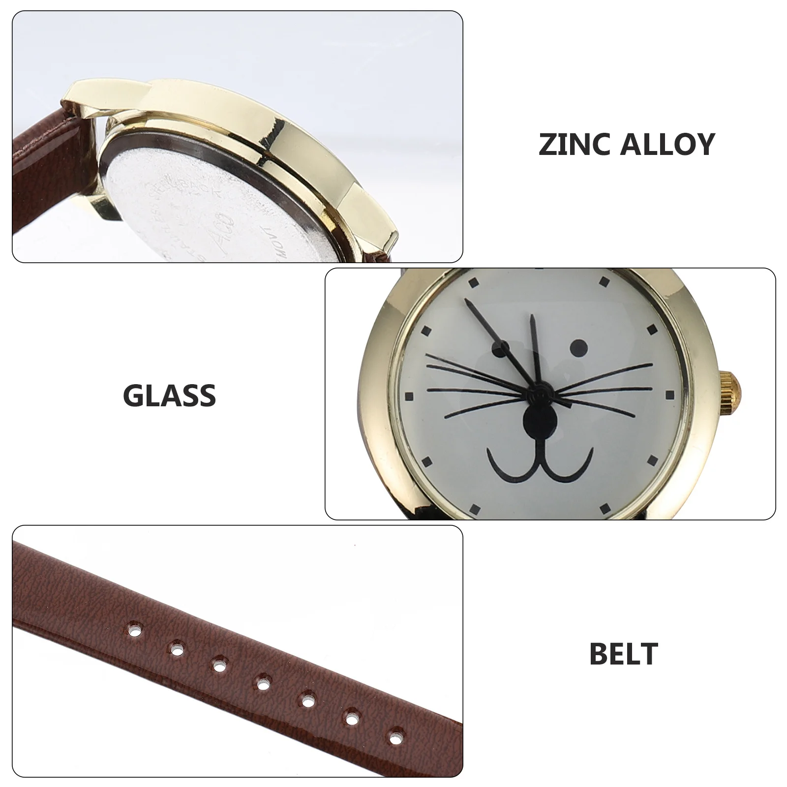 Cartoon Cat Women Wrist Watch Fashionable Adjustable Strap Concise Design Watch for Daily Party School Gifts