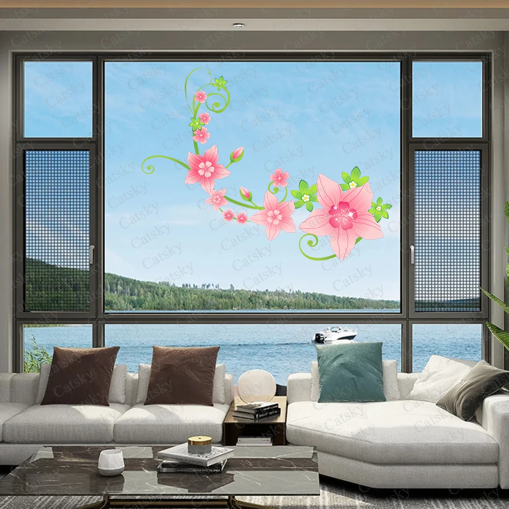 

pink flower branch Window stickers, wall stickers, roof murals, home decoration, PVC self-adhesive refrigerator magnets