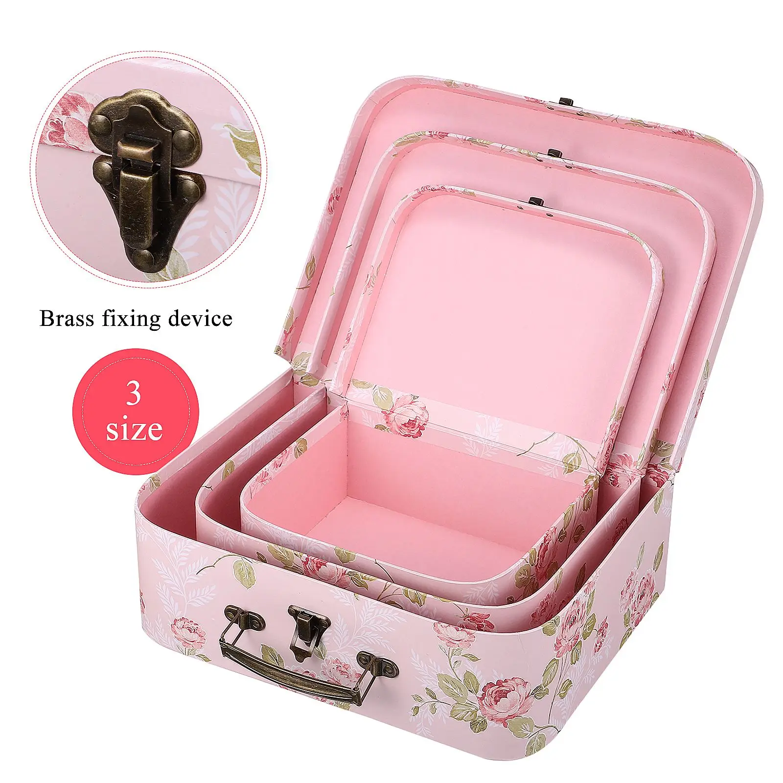 3 Pcs Three Piece Gift Box Travel Souvenir Storage Floral Print Boxes Cardboard Suitcase Paperboard Flower Decorate 2024 NEW