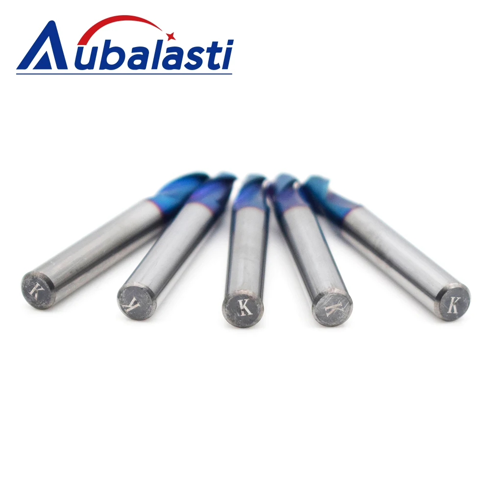 Aubalasti HRC65 2 Flutes Ball Nose End Mill Milling Cutter CNC Router Bits Tools CNC Milling Cutter Bits for Metal Cutting
