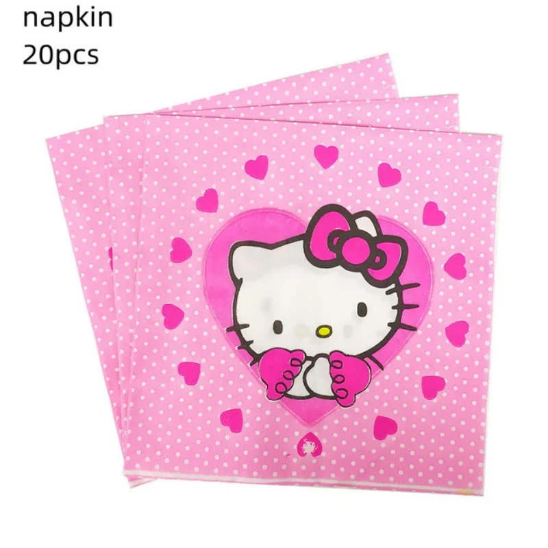 Hello Kitty Cat Pink Baby Shower Decorations 5th Girls Birthday Balloons Globos Paper Plate Disposable Tableware Party Supplies