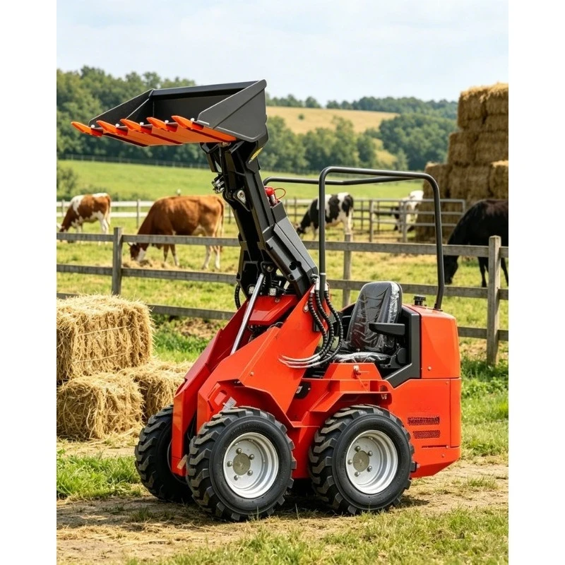 Skid Steer Track Loader Mini Skid Steer Loader Compact Skid Steer Loader 25HP Sweeper for Garden Orchard Greenhouse Cheap