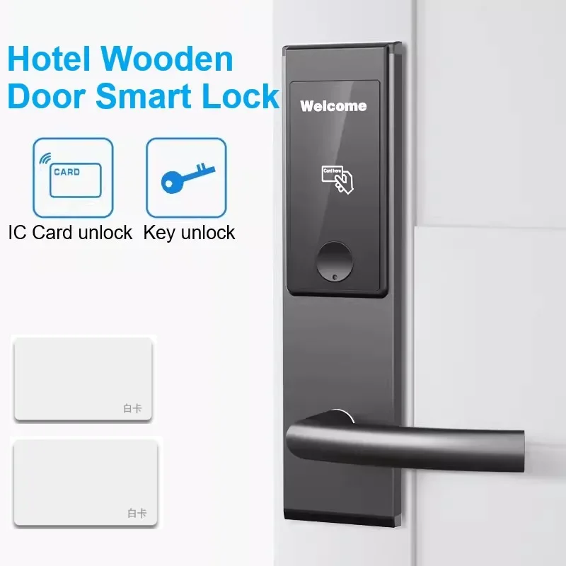 Hotel Smart Lock Wooden Door Magnetic Card Induction Lock Stainless Steel Safety Lock for Hotels Homestays Rentals Apartments